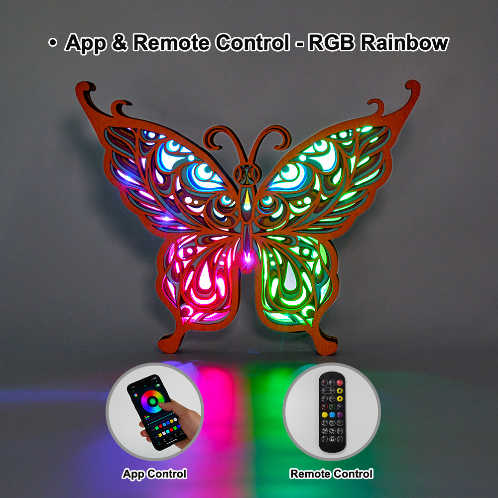 Butterfly 3D Wooden Carving,Suitable for Home Decoration,Holiday Gift,Art Night Light
