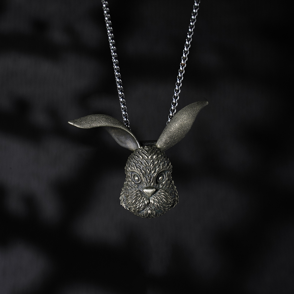 Rabbit Head Knife Pendant, Rabbit Head Necklace with Concealed Blade