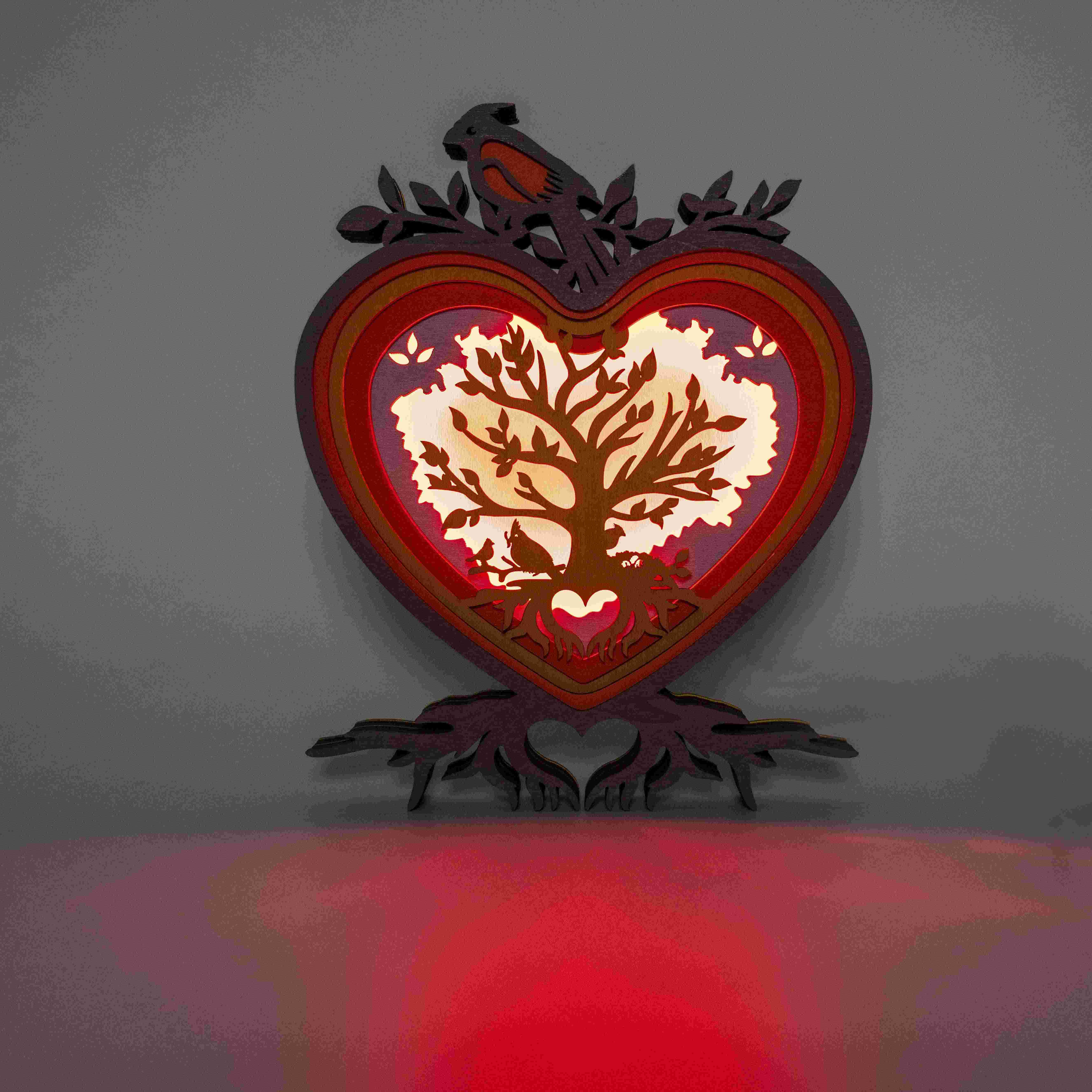 Linnet Heart-shaped LED Wooden Night Light Gift for Festival Kids Home Desktop Decor