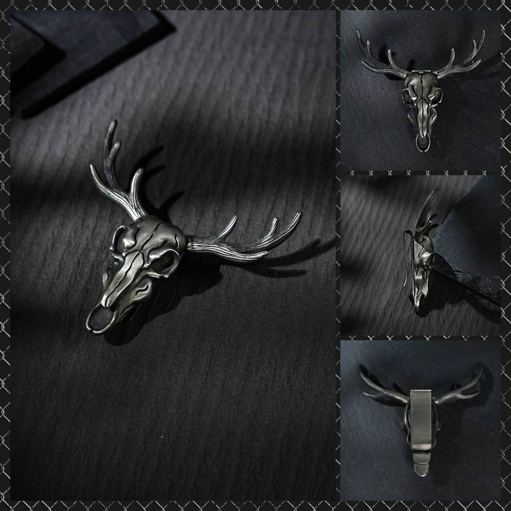 Buck Head Knife Pendant, Buck Head Necklace with Concealed Blade