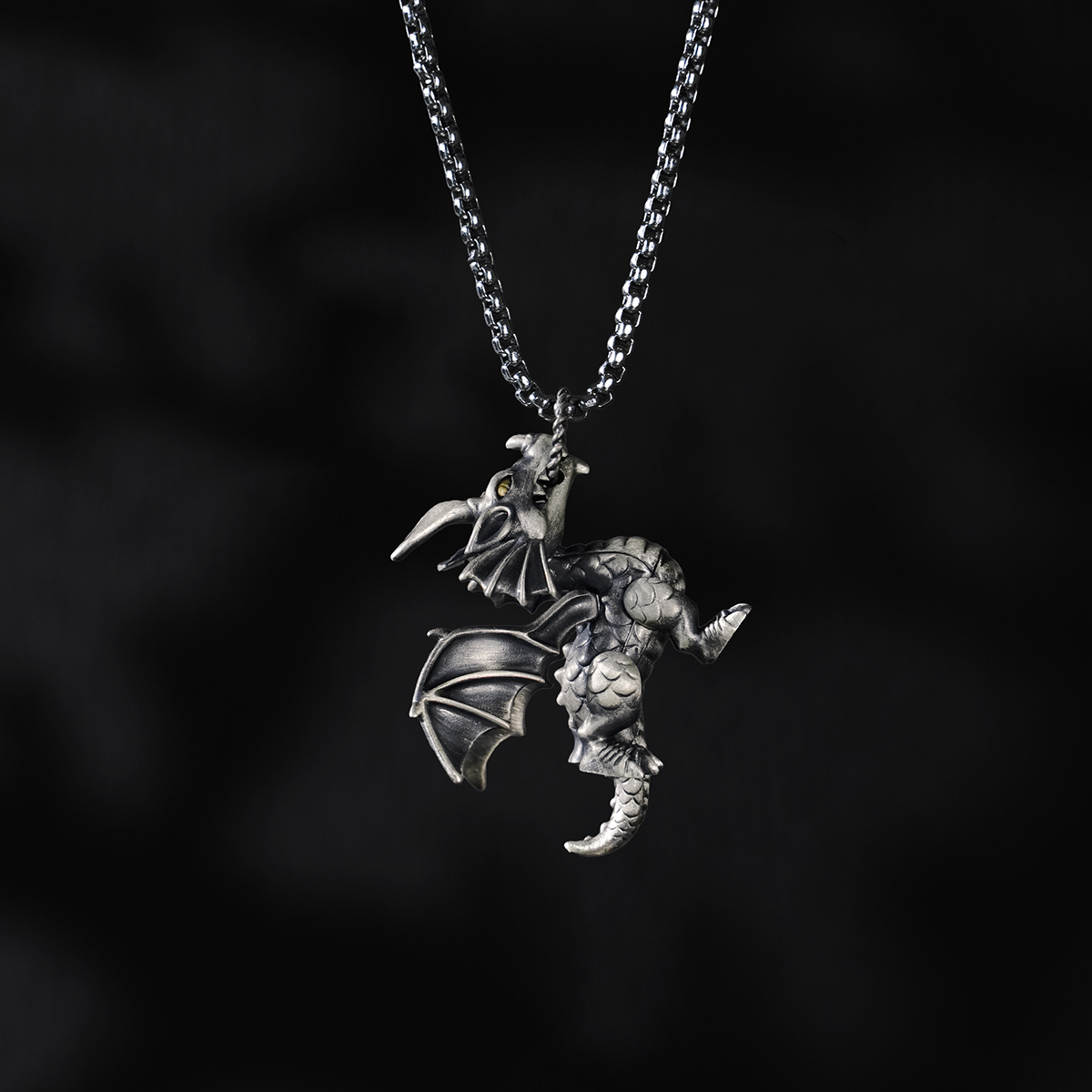 S925 Silver 2024 New Artistic Dragon Retro Pendant with Moveable Limbs and Biteable Mouth