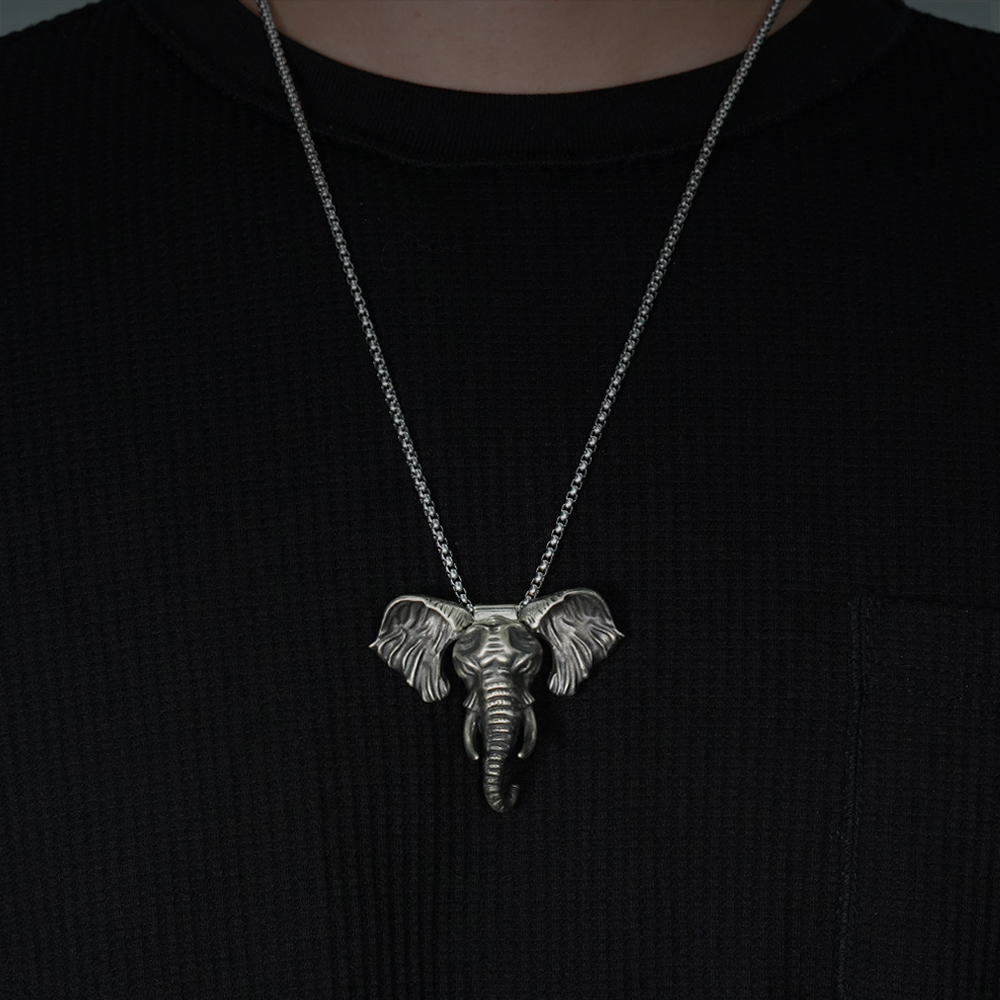 Elephant Head Knife Pendant, Elephant Head Necklace with Concealed Blade