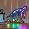 Sea Turtle Wood Animal Statue Lamp with Voice Control and Remote Control