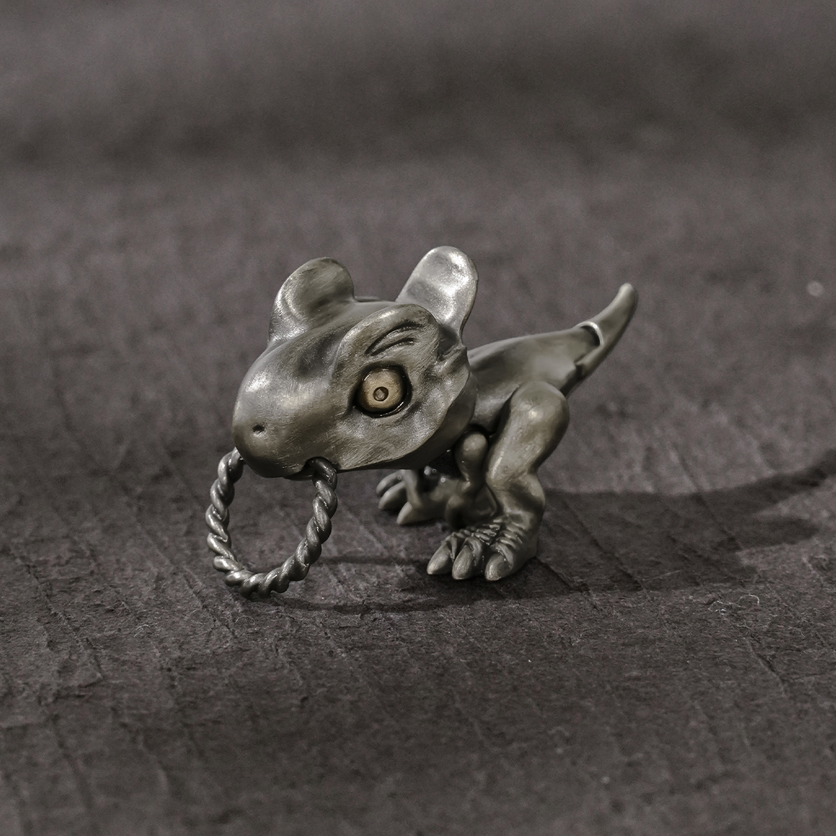 S925 Silver Artistic Dinosaur Retro Pendant with Moveable Limbs and Biteable Mouth