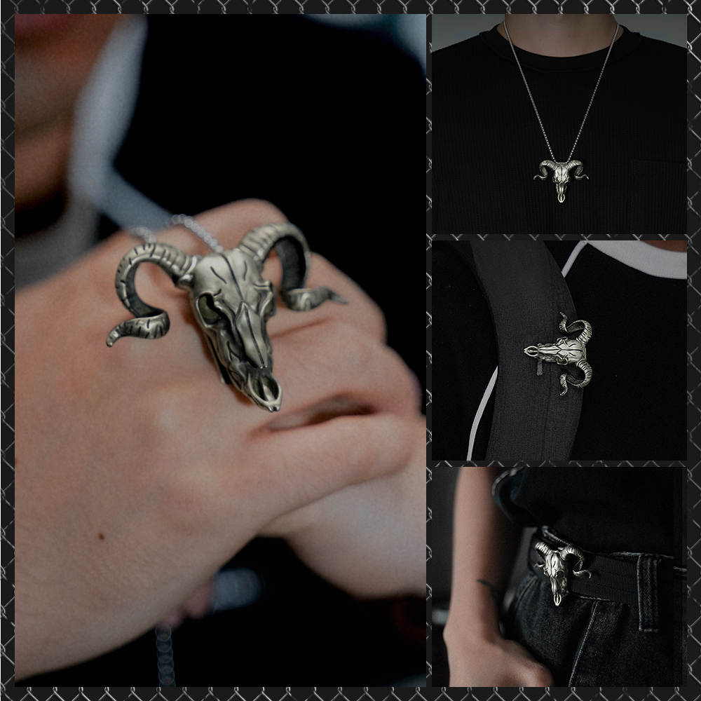 Goat Head Knife Pendant, Goat Head Necklace with Concealed Blade
