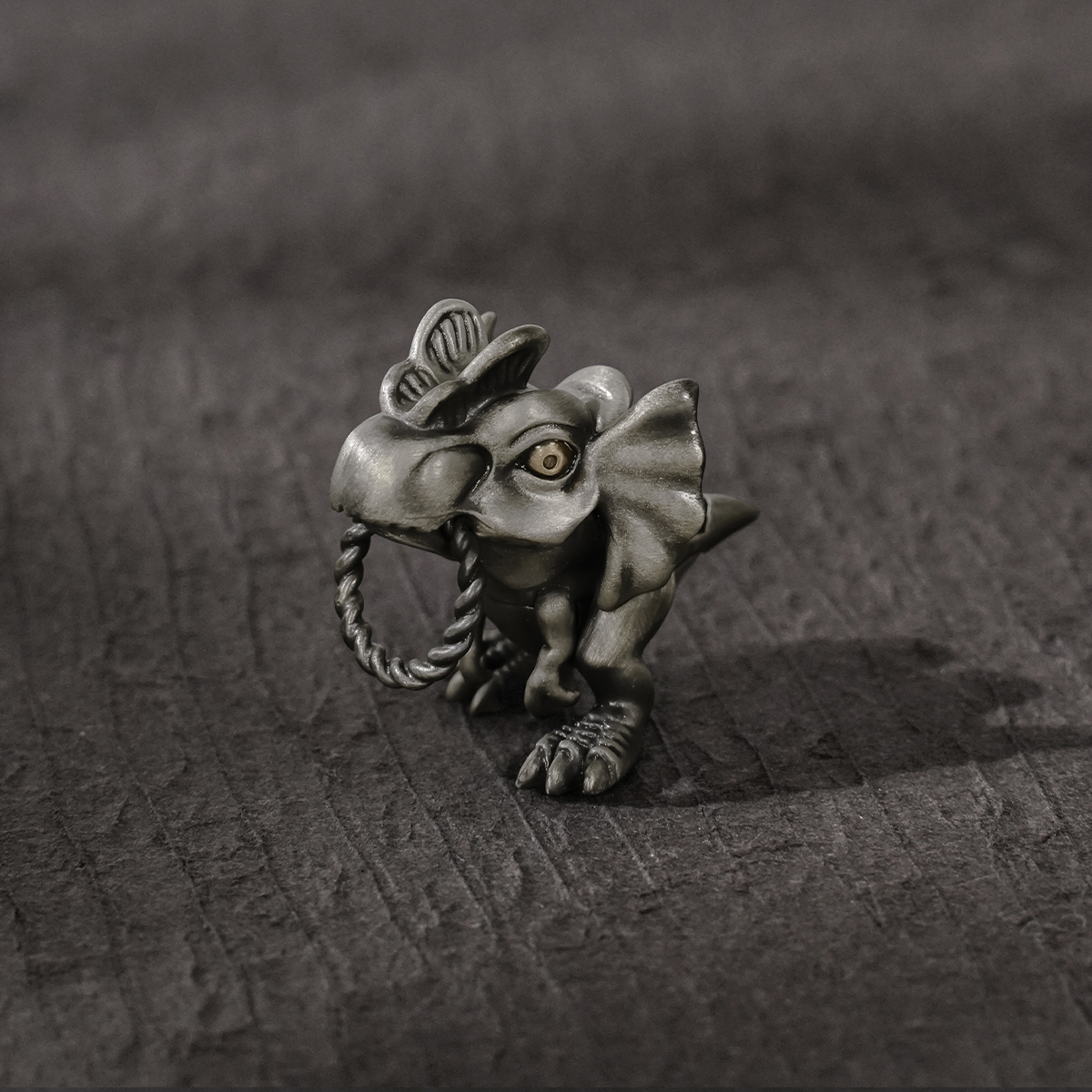 S925 Silver Artistic Dilophosaurus Dino Retro Pendant with Moveable Limbs and Biteable Mouth