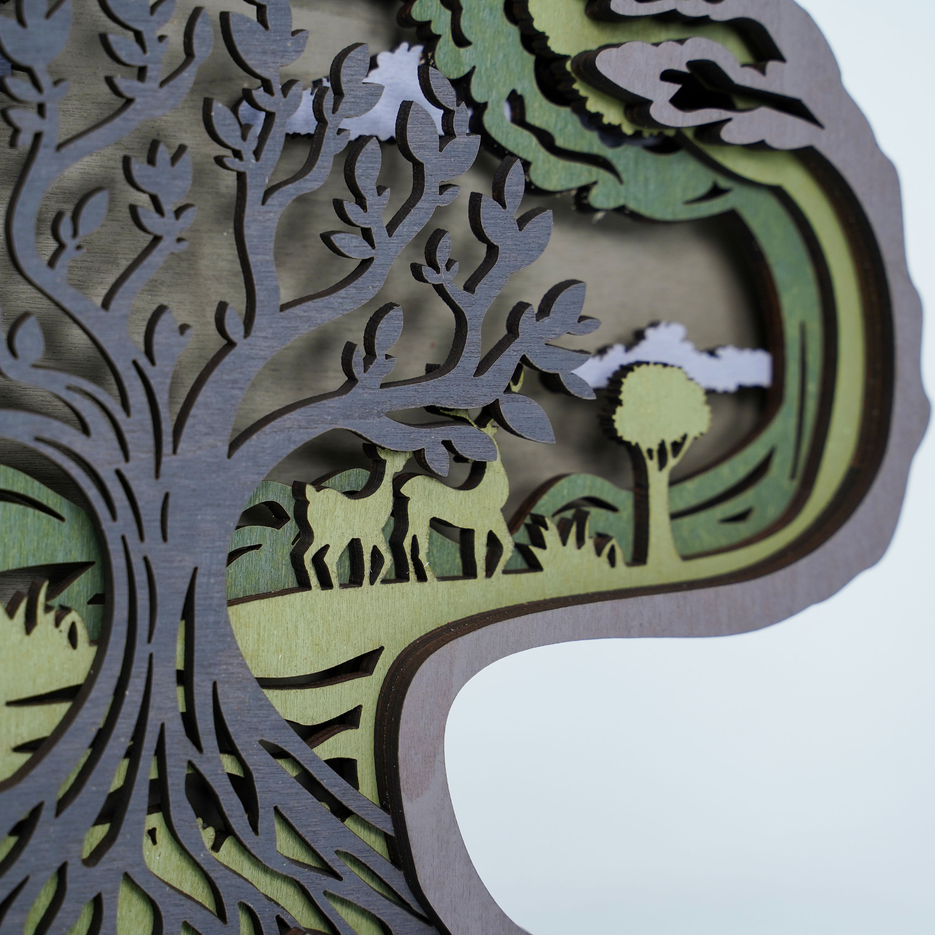 Tree Of Life 3D Wood Statue Lamp with Voice Control and Remote Control
