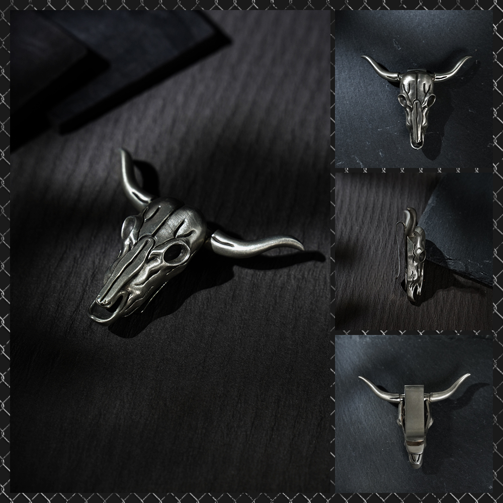 Bull Head Knife Pendant, Bull Head Necklace with Concealed Blade