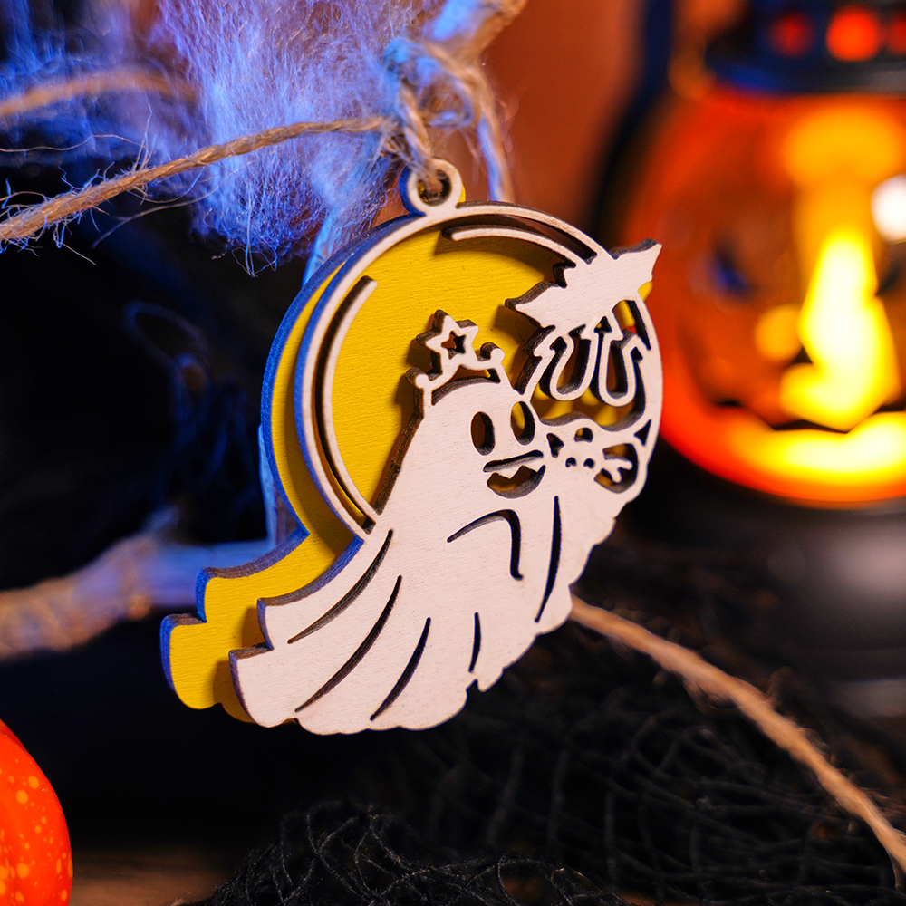 Halloween Wood Carving Ornaments, Doors & Windows Decorations Hanging Ghost Series