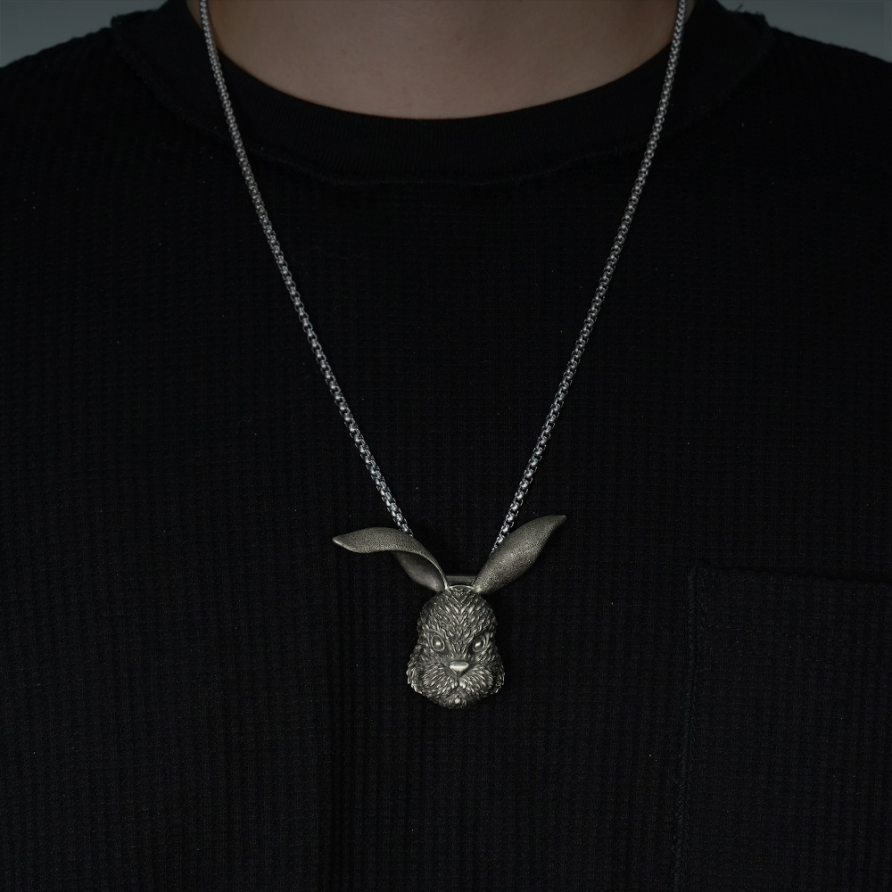 Rabbit Head Knife Pendant, Rabbit Head Necklace with Concealed Blade