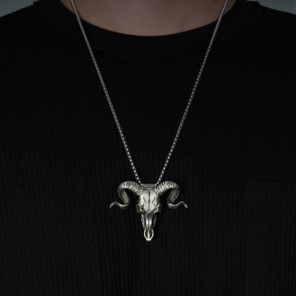 Goat Head Knife Pendant, Goat Head Necklace with Concealed Blade