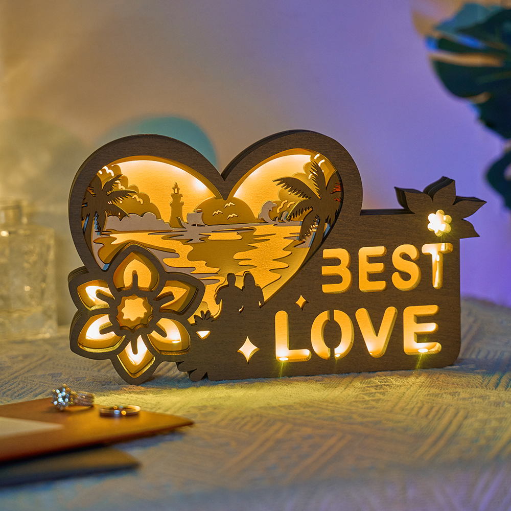 Best Love Wooden Night Light with APP Control and Remote Control