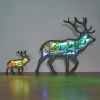 17.7 Inch Elk Wood Animal Statue Lamp with APP Control and Remote Control
