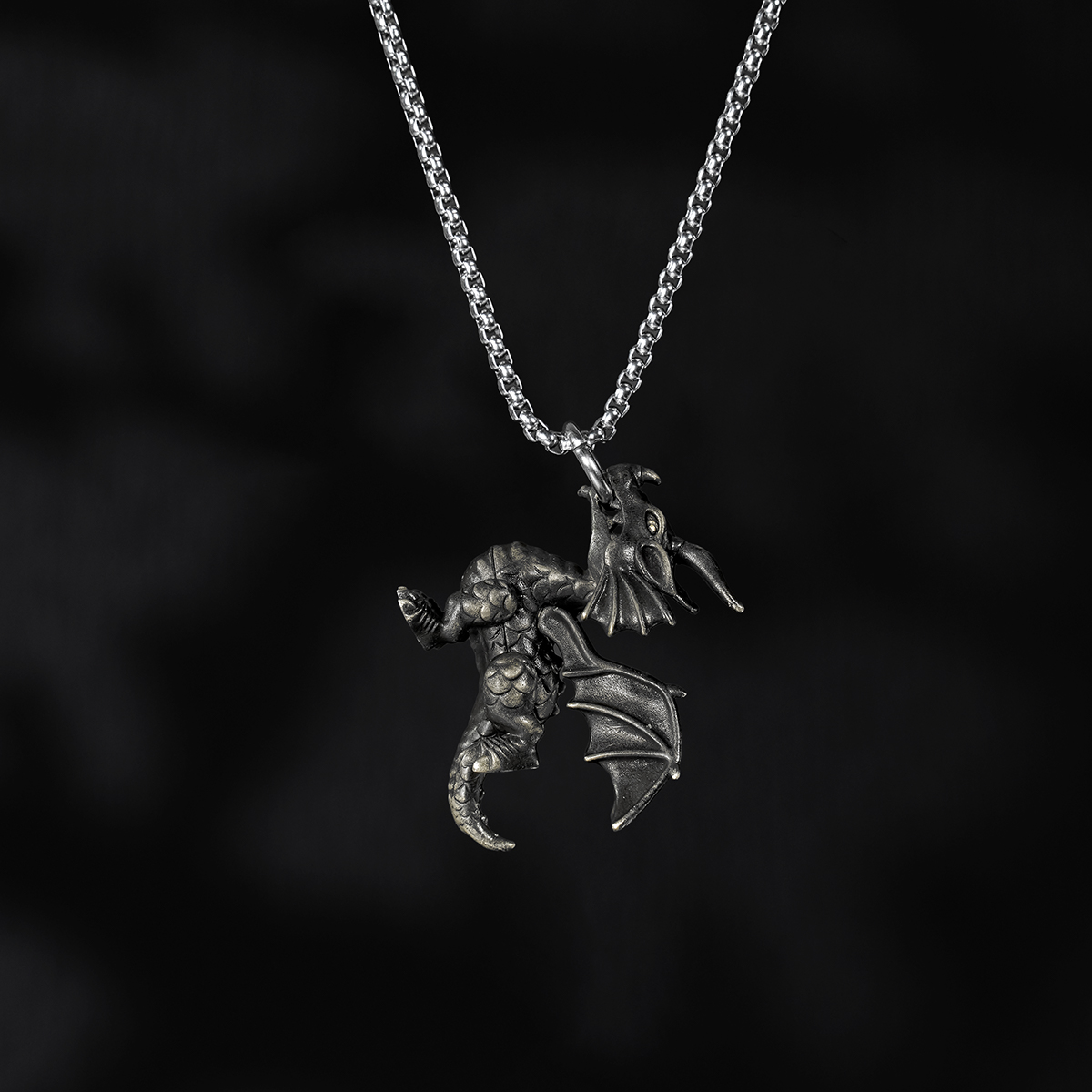 S925 Silver 2024 New Artistic Dragon Retro Pendant with Moveable Limbs and Biteable Mouth