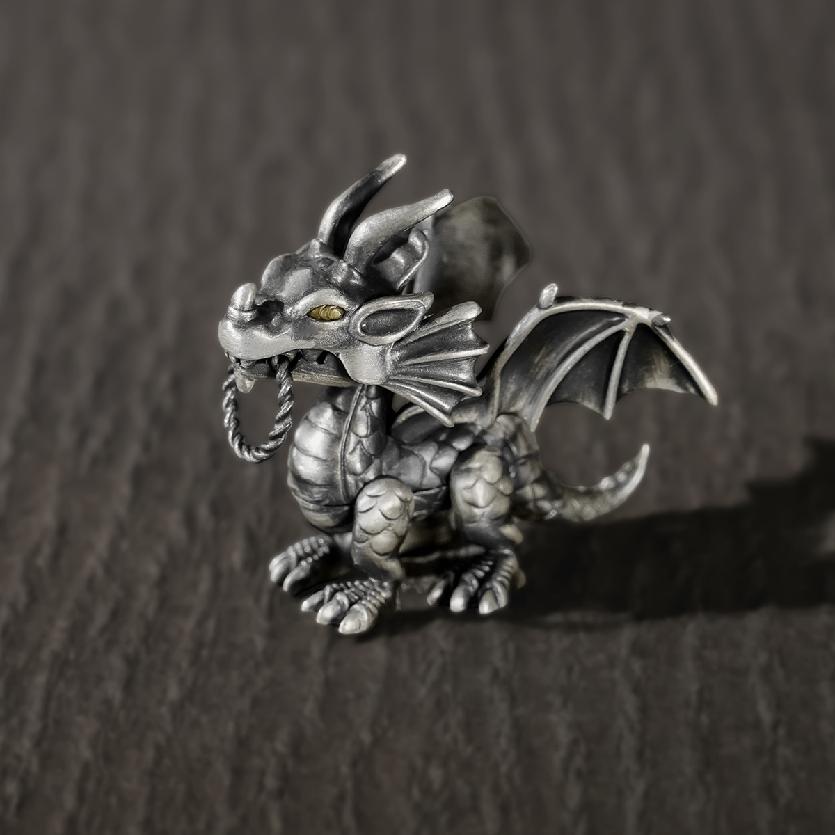 S925 Silver 2024 New Artistic Dragon Retro Pendant with Moveable Limbs and Biteable Mouth