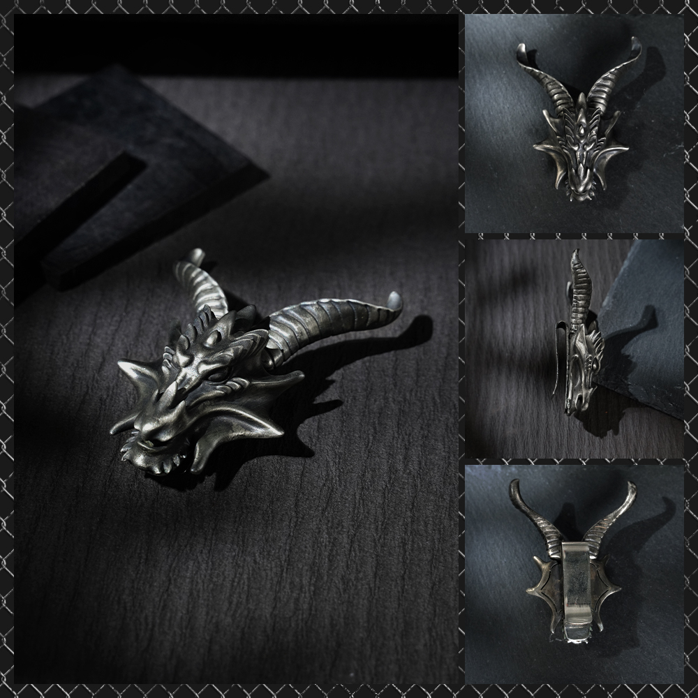 Dragon Head Knife Pendant, Dragon Head Necklace with Concealed Blade