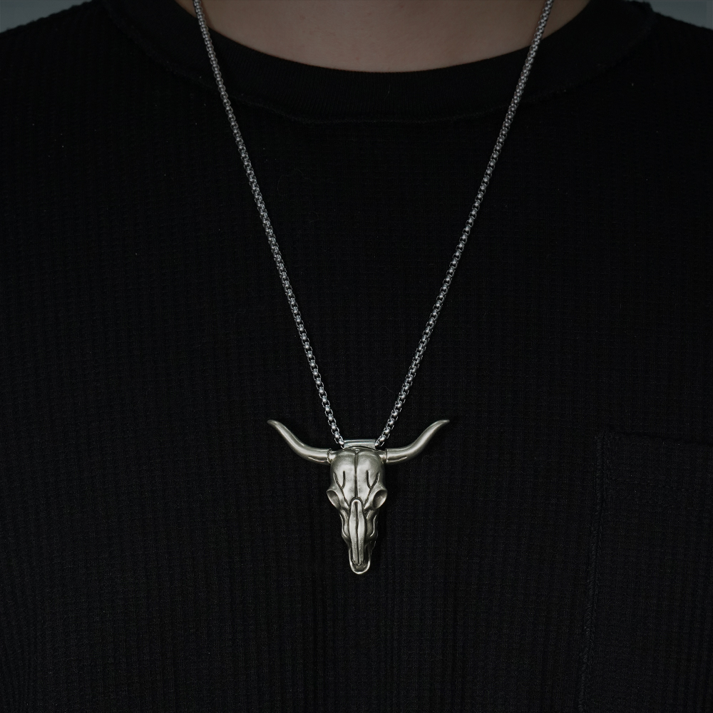 Bull Head Knife Pendant, Bull Head Necklace with Concealed Blade