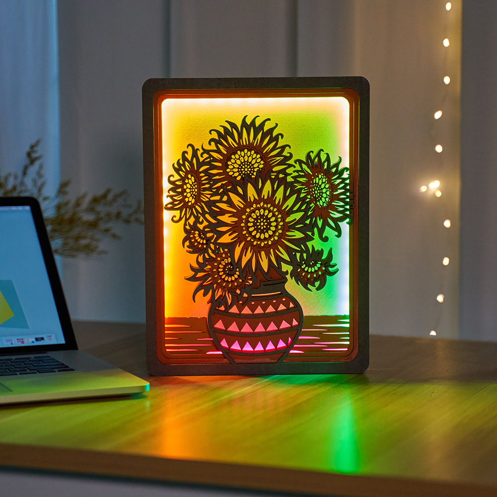 The Paris Sunflowers LED Wooden Night Light Gift for Mother's Day Home Desktop Decor