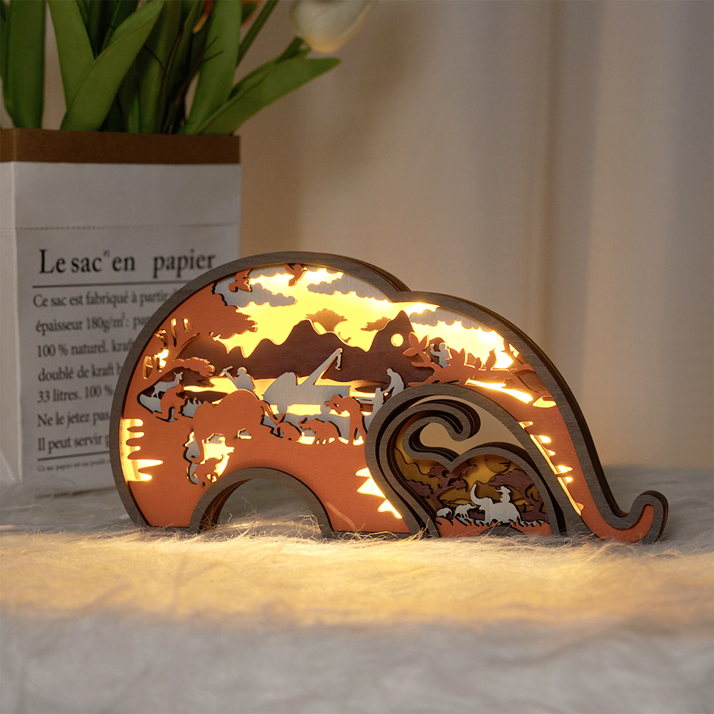 Elephant Protect Baby LED Wooden Night Light with Voice Control and Remote Control