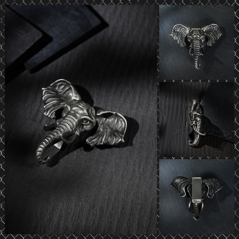 Elephant Head Knife Pendant, Elephant Head Necklace with Concealed Blade