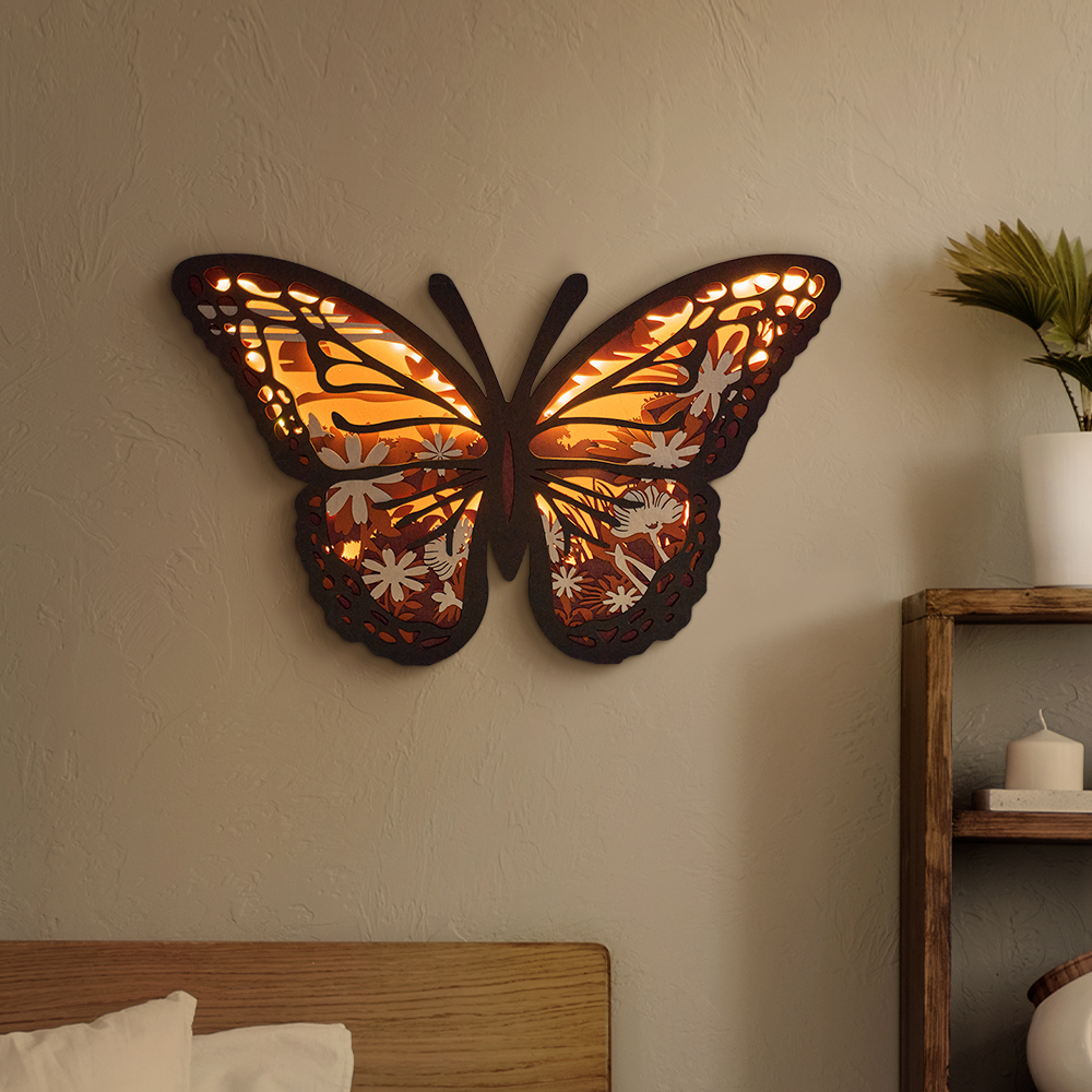🦋Monarch Butterfly Wooden Animal Statues with Voice Control and Remote Control