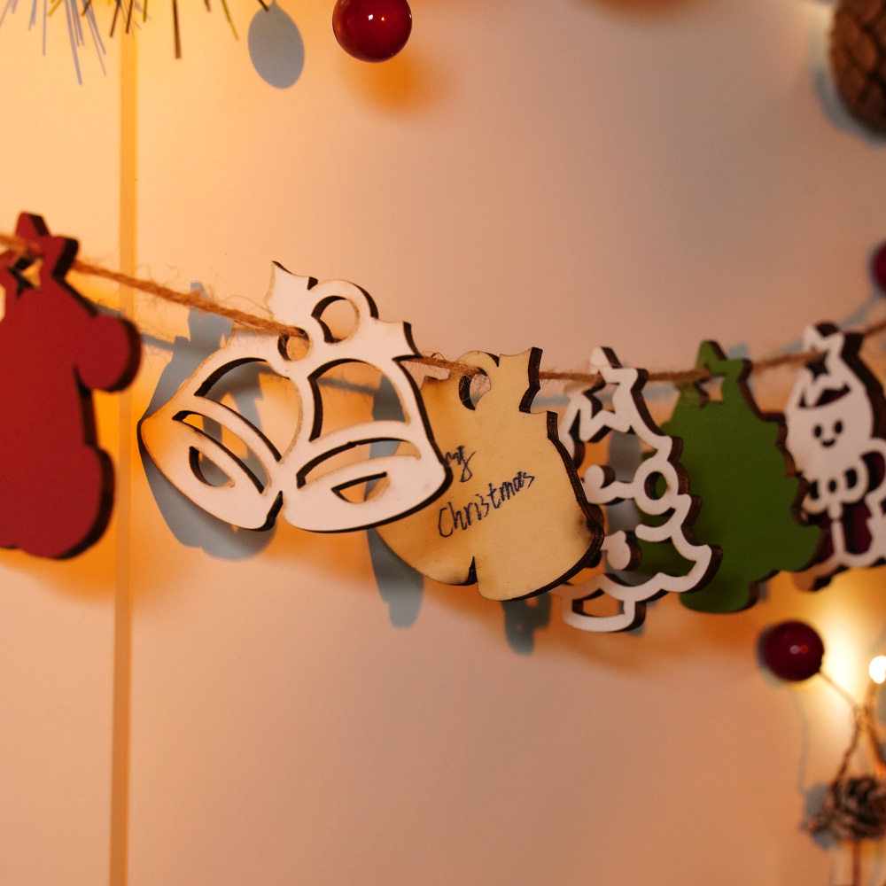 Christmas Tree Decorations Craft Hanging Santa Elk Carving Ornaments