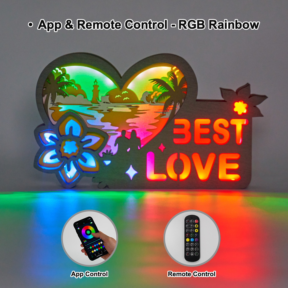 Best Love Wooden Night Light with APP Control and Remote Control