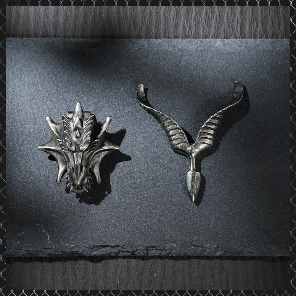 Dragon Head Knife Pendant, Dragon Head Necklace with Concealed Blade