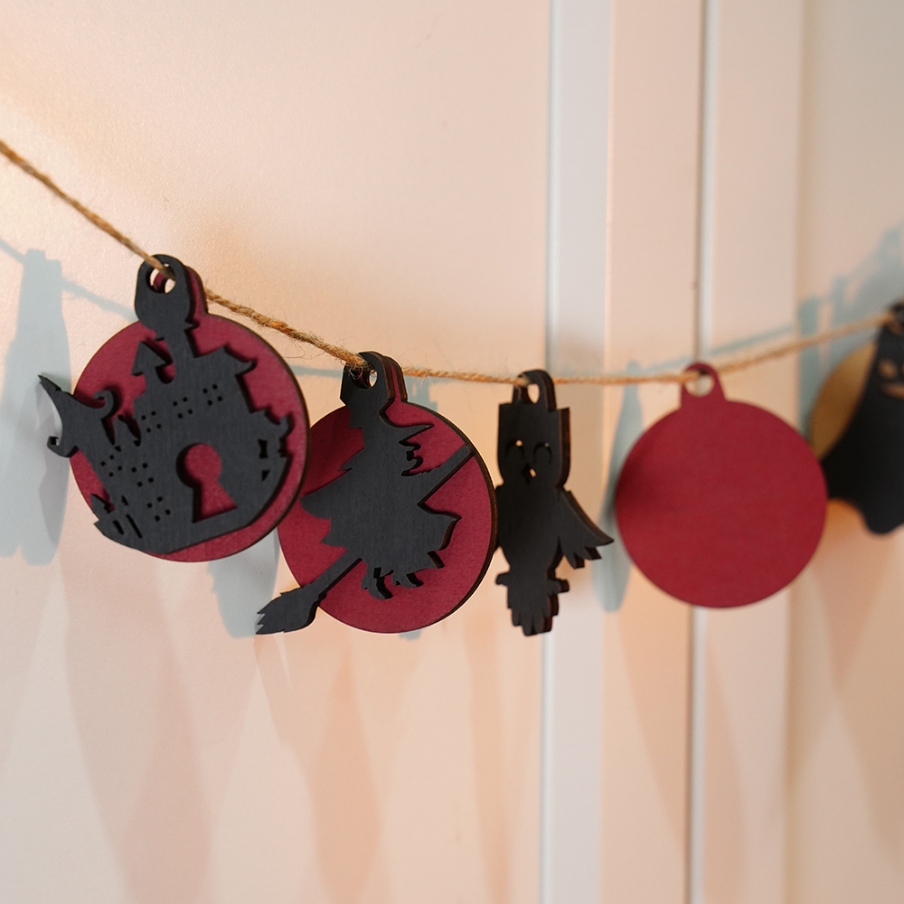 Halloween Wood Carving Ornaments, Doors & Windows Decorations Hanging Red Series