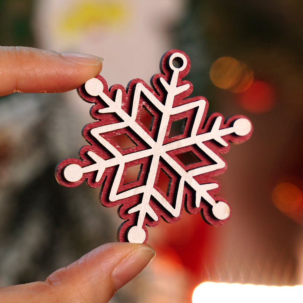 Christmas Tree Decorations Craft Hanging Snowy Scene Snowflake Carving Ornaments