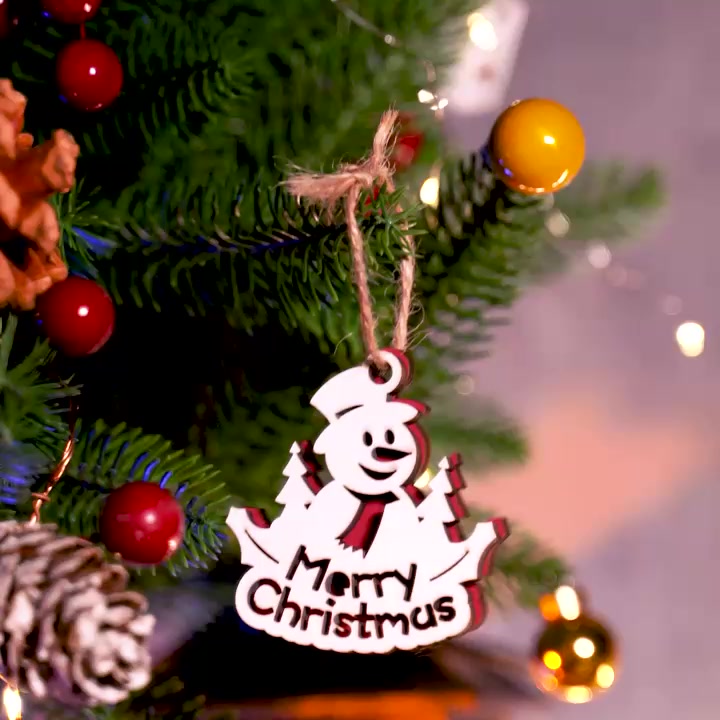 Merry Christmas Decorations Craft Hanging Santa Carving Ornaments On the Christmas Tree