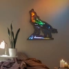 Wolf Wood Animal Statue Lamp with APP Control and Remote Control