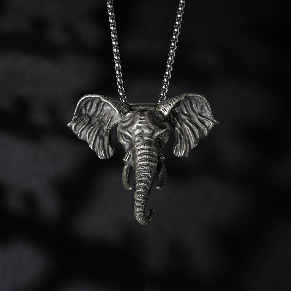 Elephant Head Knife Pendant, Elephant Head Necklace with Concealed Blade