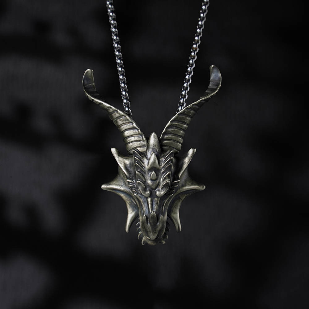 Dragon Head Knife Pendant, Dragon Head Necklace with Concealed Blade