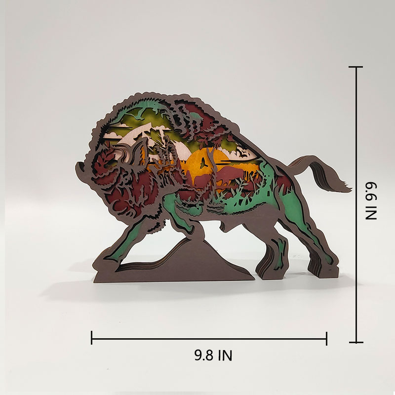 Bison Wooden Carving Gift,Suitable for Home Decoration,Holiday Gift