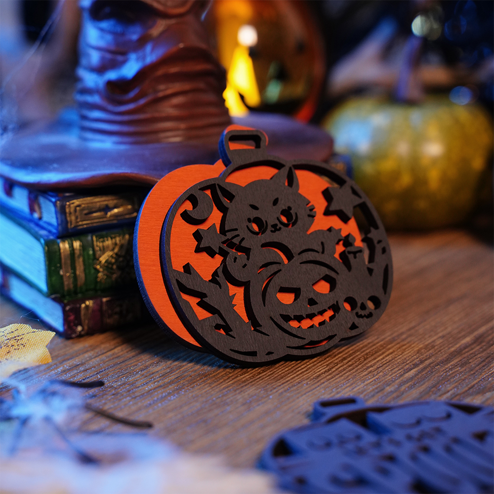 Halloween Wood Carving Ornaments, Doors & Windows Decorations Hanging Jack-o'-lantern Series