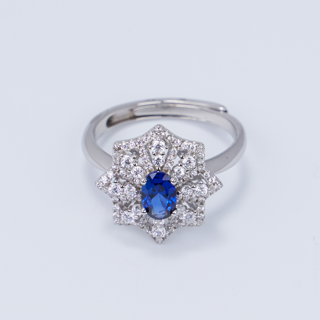 Blue Corundum Special Occasion Gem Stone Adjustable Ring, Engagement, Birthday Gifts, Anniversary