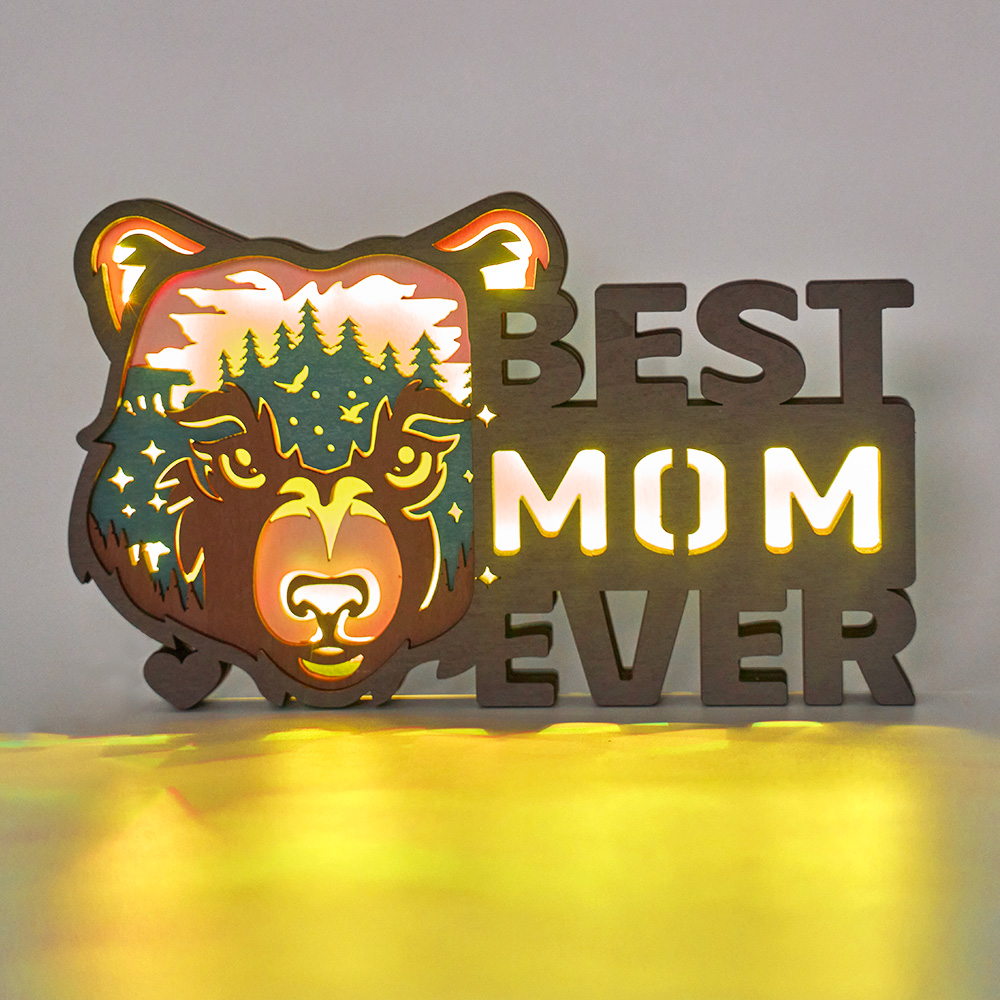 Best Mom Ever 3D Wooden Carving,Suitable for Home Decoration,Holiday Gift,Art Night Light